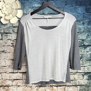 French Connection | Sparkly Glam Silver and Gray Streetwear T-Shirt